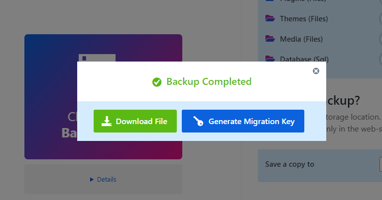 backup completed