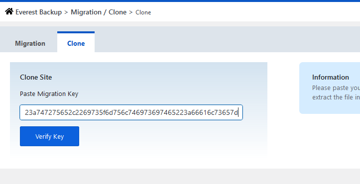 migrate/clone your website using Everest Backup Plugin