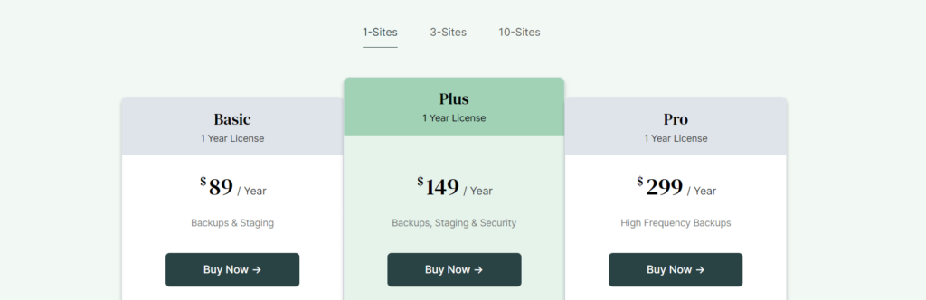 BlogVault Pricing Page