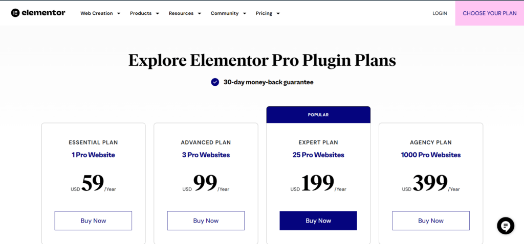 Elementor Pricing Page Image