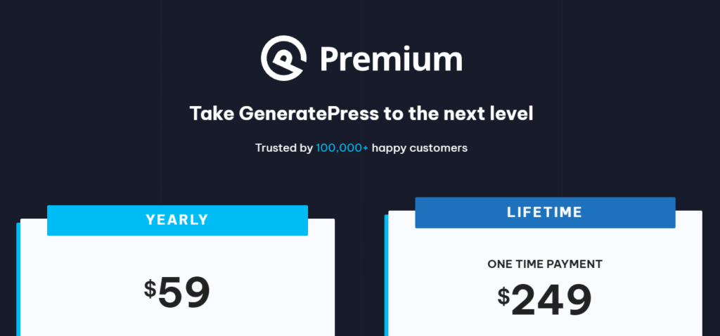 GeneratePress Pricing Page Image