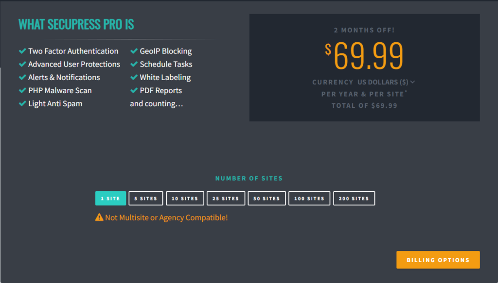 SecuPress Pricing Page Image.