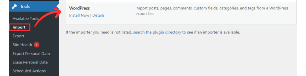 Import WordPress Content Image